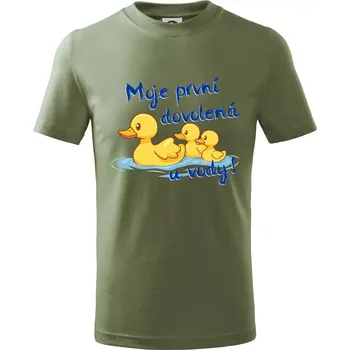 Chlapecké oblečení Moje první dovolená u vody - sourozenci - Tričko dětské bavlněné - 158 cm/12 let ( Khaki )
