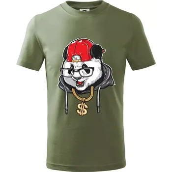 Chlapecké tričko Hip hop panda - Tričko dětské bavlněné - 122 cm/6 let ( Khaki )