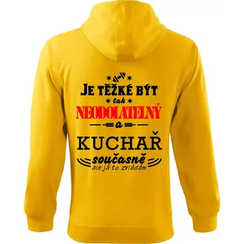 Pánská mikina Je těžké být neodolatelný kuchař - Mikina s kapucí na zip trendy zipper - 2XL ( Žlutá )