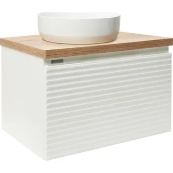 Koupelnová skříňka pod umyvadlo Naturel Savona 78x43x44,8 cm bílá lesk, deska dub halifax SAVONA80BIDDH