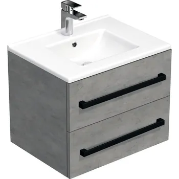 Nábytek Koupelnová skříňka s černou úchytkou a umyvadlem SAT Cube Way 60x53x46 cm beton mat CUBE46C602BEMOD