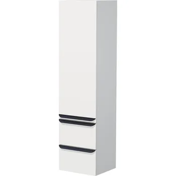 Koupelnový nábytek Koupelnová skříňka vysoká Naturel Pavia 40x155x35 cm levá bílá mat černá úchytka PAVIA3V40DVLCE