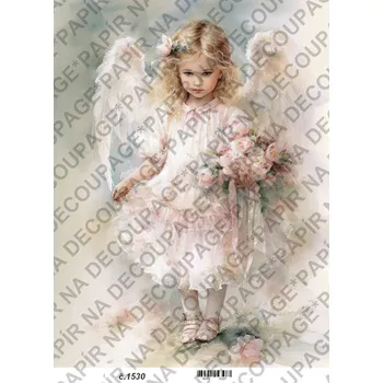 Výtvarný papír Rýžový a soft papír na decoupage - Andělka - KB01530 Materiál: Rýžový papír, Rozměr: A4