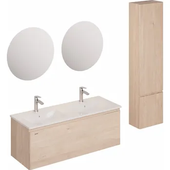 Umyvadlo Koupelnová sestava s umyvadlem včetně umyvadlové baterie, vtoku a sifonu Naturel Ancona akácie KSETANCONA6