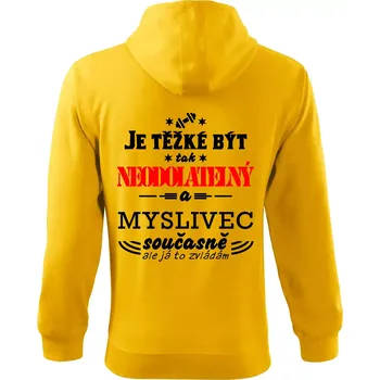 Pánská mikina Je těžké být neodolatelný myslivec - Mikina s kapucí na zip trendy zipper - M ( Žlutá )