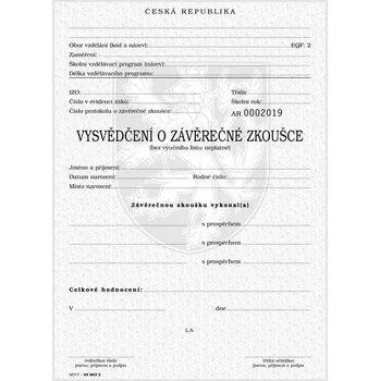 Vysvědčení o závěrečné zkoušce (střední vzdělání s výuční listem)- dvouleté obory, QR kód