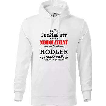 Pánská mikina Je těžké být neodolatelný hodler - Mikina pánská Cape s kapucí - 5XL ( Bílá )