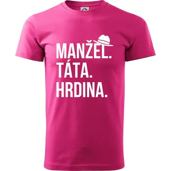 Pánské tričko Manžel táta hrdina - Klasické pánské triko vyšší gramáže - S ( Purpurová )