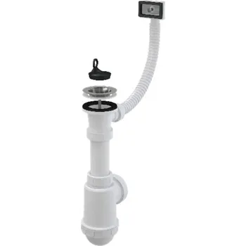 Instalatérský materiál Alcadrain Sifon dřezový s nerezovou mřížkou pr.70 a flexi přepadem