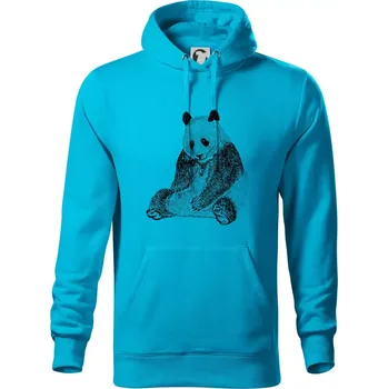 Pánská mikina Smutná panda - Mikina pánská Cape s kapucí - S ( Světlý tyrkys )
