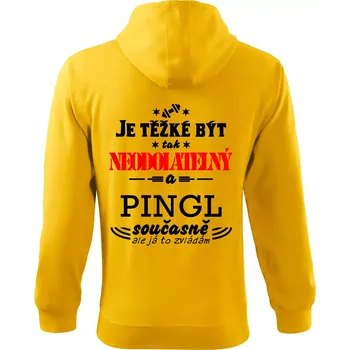 Pánská mikina Je těžké být neodolatelný pingl - Mikina s kapucí na zip trendy zipper - 2XL ( Žlutá )
