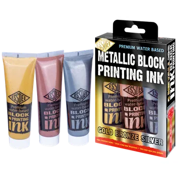 Speciální výtvarná barva ESSDEE Premium sada metalických barev na linoryt 3 x100 ml