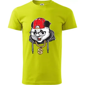 Hip hop panda - Klasické pánské triko vyšší gramáže - M ( Limetková )