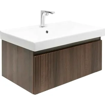 Koupelnový nábytek Koupelnová skříňka s baterií a umyvadlem SAT Evolution 1 78x30x44,8 cm ořech mat SATEVO80NAU1B