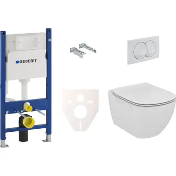 Bidet Závěsný set WC rimless TESI Ideal Standard + modul Geberit Duofix s tlačítkem Delta 20 bílé SIKOGES5E0