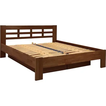 Postel Dvoulůžková postel z masivu s úložným prostorem ANGELA 180x200 cm ořech tmavý