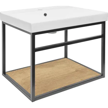 Nábytek Konstrukce s umyvadlem Naturel Industrial 59x45x45 cm černá mat KONZOLEUM60DU1