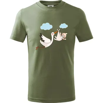 Čáp čekáme miminko - neutrální - Tričko dětské bavlněné - 134 cm/8 let ( Khaki )