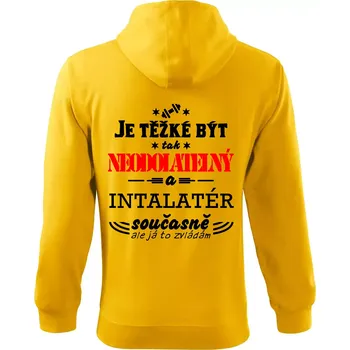 Pánská mikina Je těžké být neodolatelný instalatér - Mikina s kapucí na zip trendy zipper - S ( Žlutá )