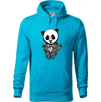 Pánská mikina Panda gentleman - Mikina pánská Cape s kapucí - L ( Světlý tyrkys )