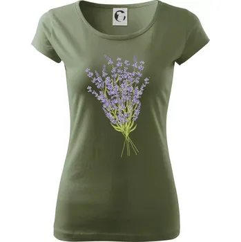 Dámské tričko Levandule kreslená - Dámské triko Pure - XS ( Khaki )