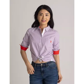 Dámské tričko U.S.Polo Assn. dámská košile s dlouhým rukávem POPLIN fialová XL