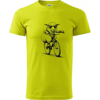 Ovce s brýlemi na kole - Klasické pánské triko vyšší gramáže - L ( Limetková )