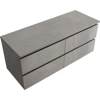 Koupelnový nábytek CERANO - Koupelnová skříňka Carole s deskou pod umyvadlo - 18 mm - betonově šedá - 141x49,8x46,5 cm