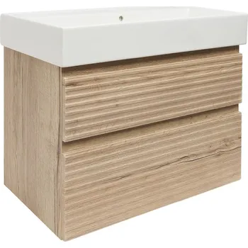 Koupelnová skříňka 2 zásuvková s umyvadlem Naturel Savona 78x53x44,8 cm dub Halifax mat SAVONA280DHSAT