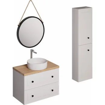 Umyvadlo Koupelnová sestava s umyvadlem včetně umyvadlové baterie, vtoku a sifonu Naturel Forli bílá KSETFORLI11