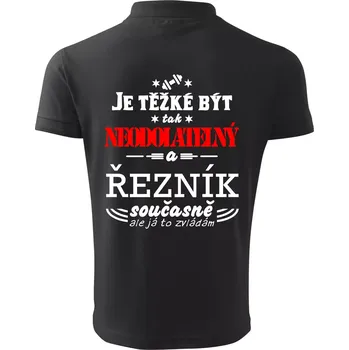 Pánská košile Je těžké být neodolatelný řezník - Polokošile pánská Pique Polo 203 - 4XL ( Dřevěné uhlí )