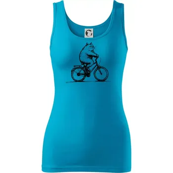 Dámské tričko Tlustá kočka na kole - Dámské tílko - S ( Světlý tyrkys )