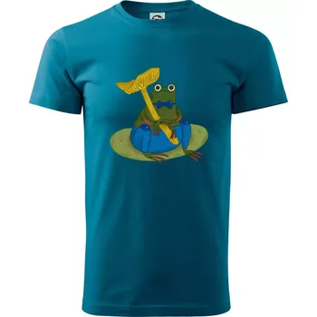 Pánské tričko Žába s houbou (studio-arte.cz) - Klasické pánské triko vyšší gramáže - XS ( Petrolejová )