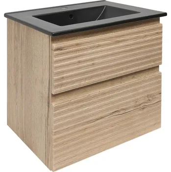 Koupelnová skříňka 2 zásuvková s umyvadlem Naturel Savona 58x53x44,8 cm dub Halifax mat SAVONA260DHC