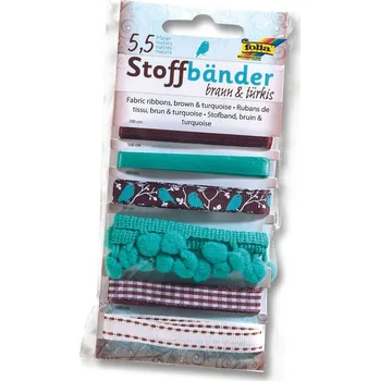 Dekorativní stužky - hnědá/tyrkysová