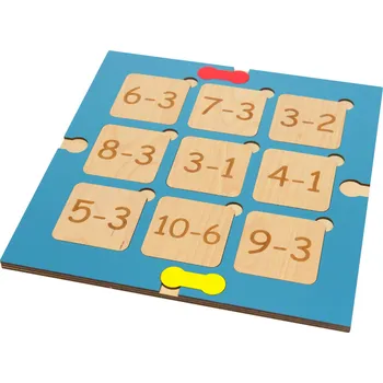 Dřevěná hračka Dřevěná vkládačka NUKI - příklady na odčítání II.