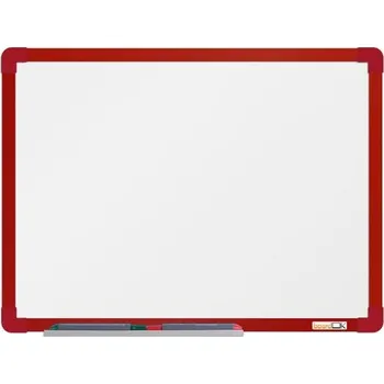 boardOK Bílá magnetická tabule s emailovým povrchem 60 × 45 cm, červený rám