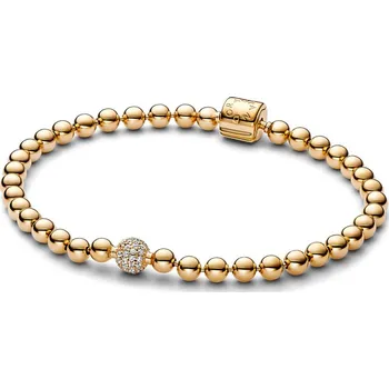 Náramek Pandora Pozlacený korálkový náramek Signature Shine 568342C01 21 cm + 2 měsíce na vrácení zboží