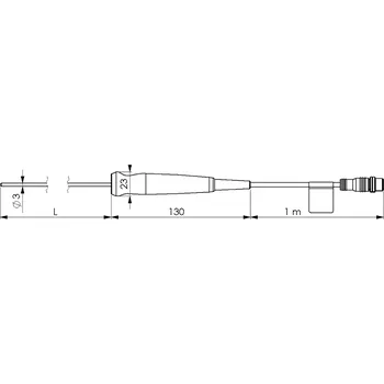 Senseca AX 115-M3-01B-300-L01-P-M12 Ponorný snímač teploty Pt100 (4vodič) pro kapaliny a plyny, ohebný, tř. 1/10 B, konektor M12