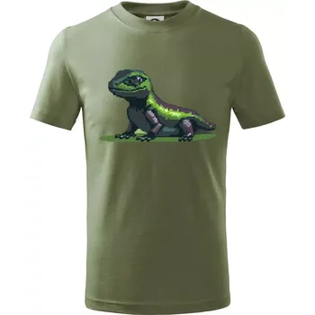 Chlapecké oblečení Leguán pixel - Tričko dětské bavlněné - 146 cm/10 let ( Khaki )