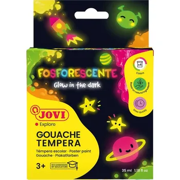 Speciální výtvarná barva Sada temperových barev JOVI PREMIUM 4 × 35 ml v kelímku, neonové