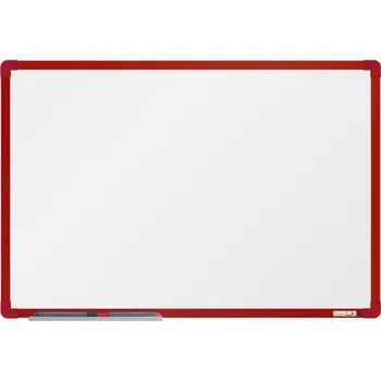 boardOK Bílá magnetická tabule s keramickým povrchem 60 × 90 cm, červený rám
