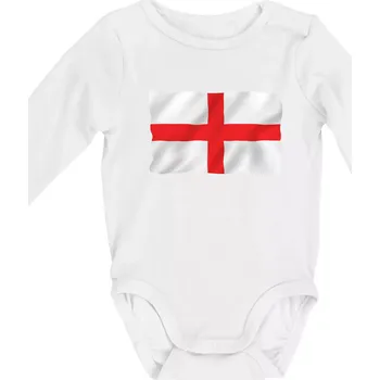 Kojenecký body Anglická vlajka vlající - Body kojenecké s dlouhým rukávem - Dlouhý r. 3-6 měs ( Bílá )