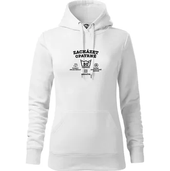 Dámská mikina Zacházet opatrně 50 - Mikina dámská Cape s kapucí - S ( Bílá )