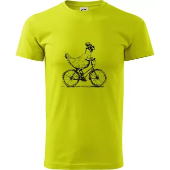 Slepice na kole - Klasické pánské triko vyšší gramáže - S ( Limetková )