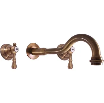 Vodovodní baterie Umyvadlová baterie RAV SLEZÁK Morava včetně podomítkového tělesa stará mosaz MK431SM