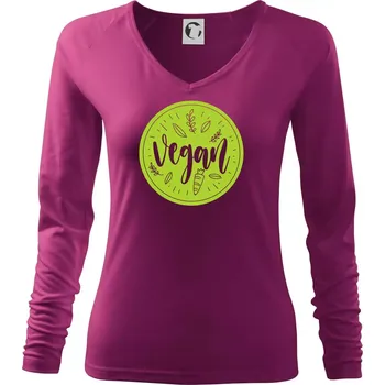 Dámské tričko Vegan zelenina v kruhu - Triko dámské Elegance - XS ( Fuchsiová )
