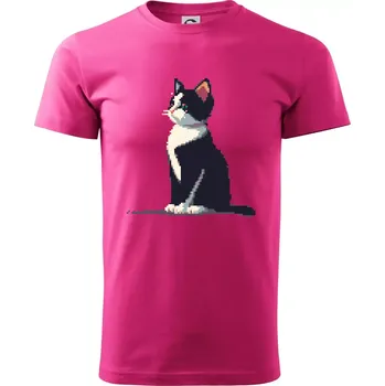 Pánská móda Mourovatá kočka pixel - Klasické pánské triko vyšší gramáže - XS ( Purpurová )