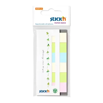 Papírové samolepicí záložky Stick'n 45 × 15 mm, 6 × 30 lístků, recyklované barvy