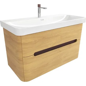 Koupelnový nábytek Koupelnová skříňka s umyvadlem SAT Fusion 97,5x53x45 cm dub medový mat SATFUSION2100DMUBA